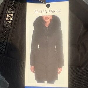 Calvin Klein Women's Black Belted Parka. Brand new with tags!  Size large.